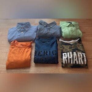 Lot Of 6 Boys Size Medium Shirts Polo Vineyard Vines Buckle Izod Carhartt